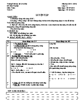 Giáo án Lớp 1 - Tuần 9 - Năm học 2015-2016